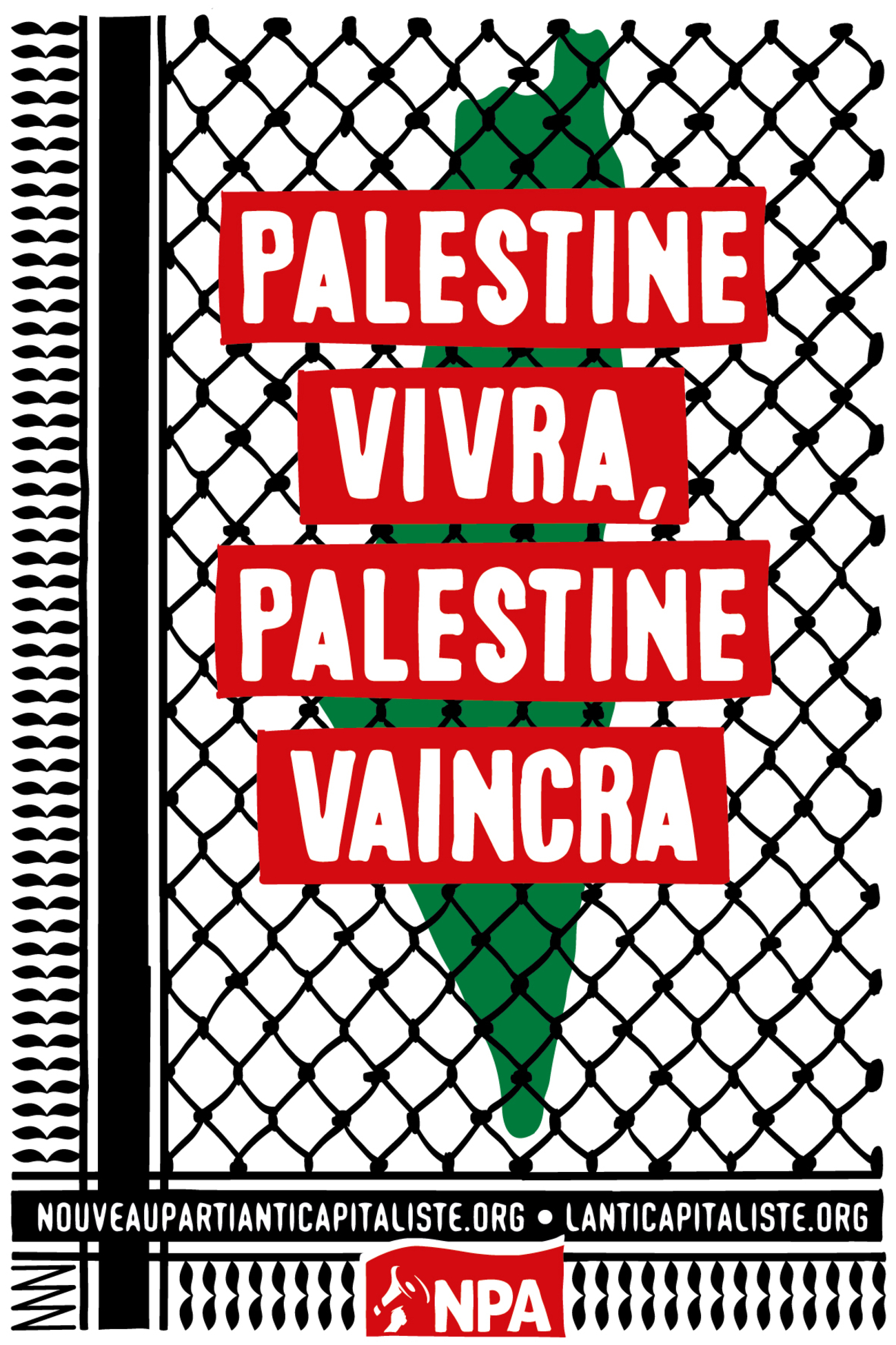 Autocollant Palestine vivra, Palestine vaincra